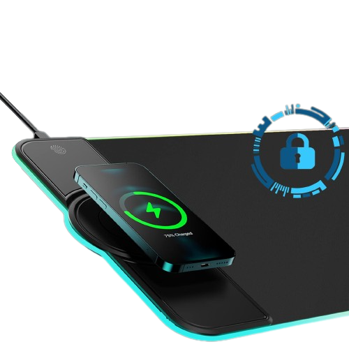 RGB Gaming Mouse Pad 15W Fast Wireless Charging With Foldable Phone Stand Design - CineQuips