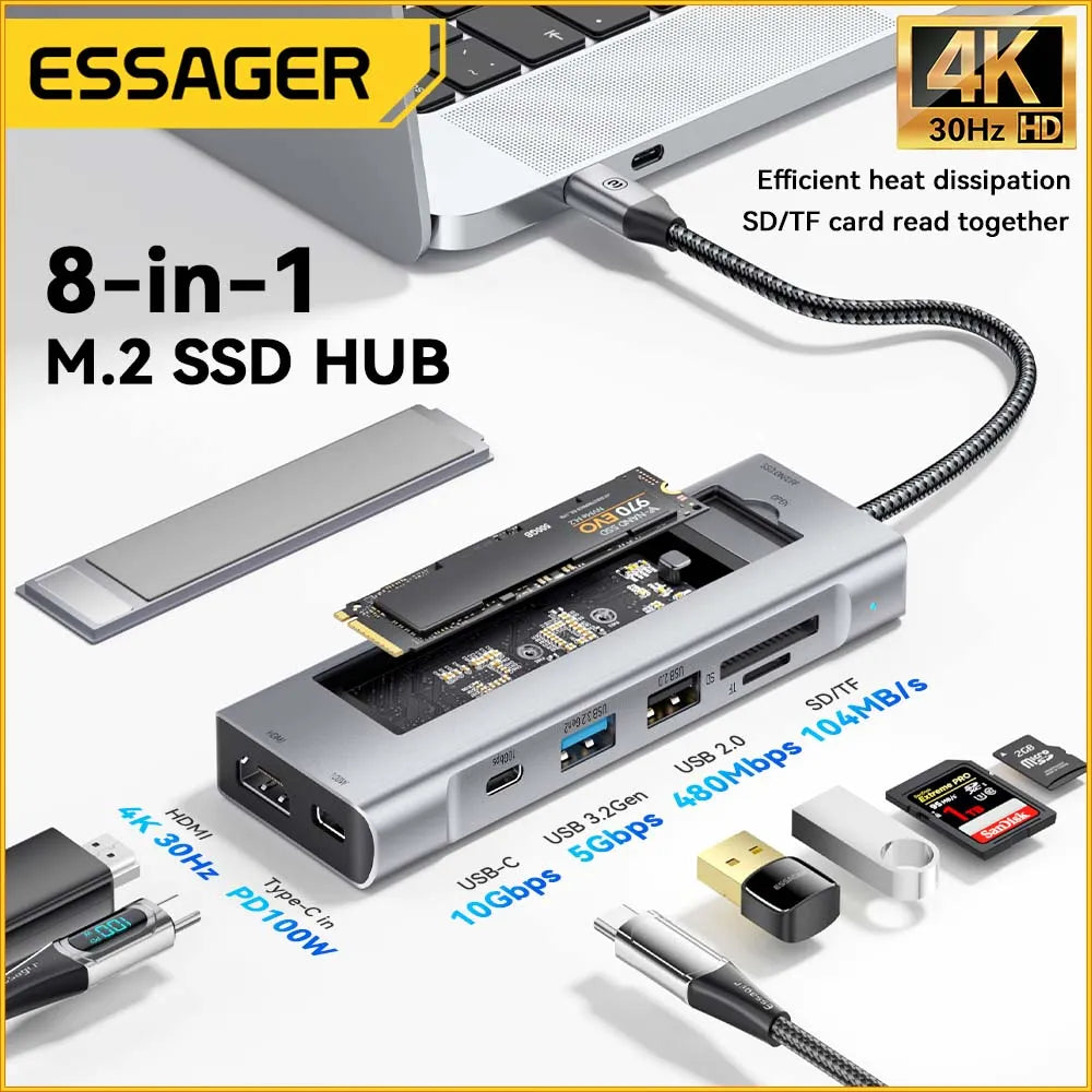 8-in-1 USB Hub With SSD Disk Storage Function - CineQuips