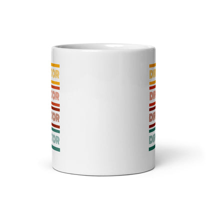 White Glossy Mug Director Retro - CineQuips